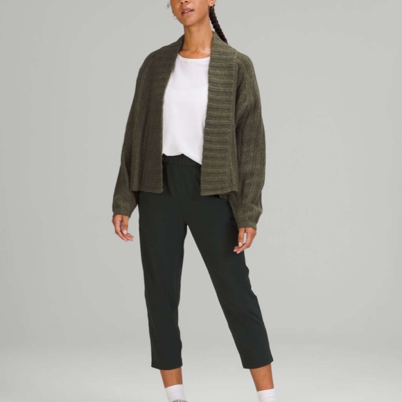 Lululemon Twin Rib Sweater Wrap Heathered Dark Olive - Picture 4 of 4